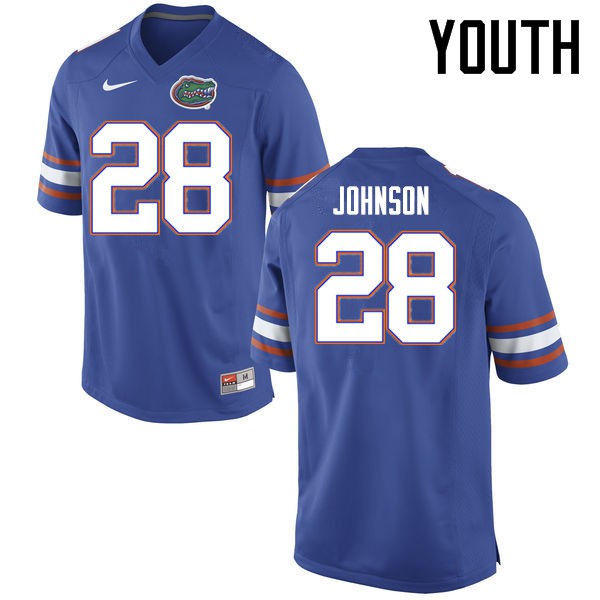 Florida Gators Youth #28 Kylan Johnson College Football Jerseys Blue